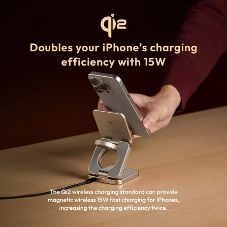 แท่นชาร์จไร้สาย ADAM elements Mag 3 Pro Qi2 3-in-1 Foldable Travel Charging Station สีเทาเข้ม_3